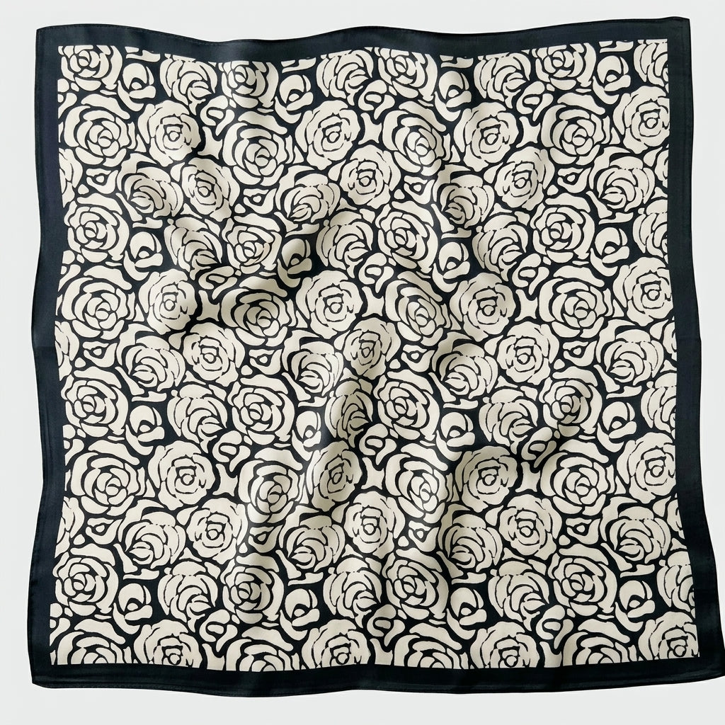 Seidenschal mit Kamelien-Motiv