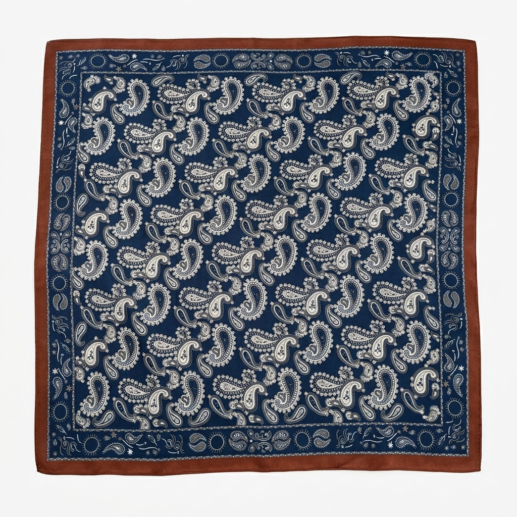 Seidenschal mit blauem Paisley-Muster