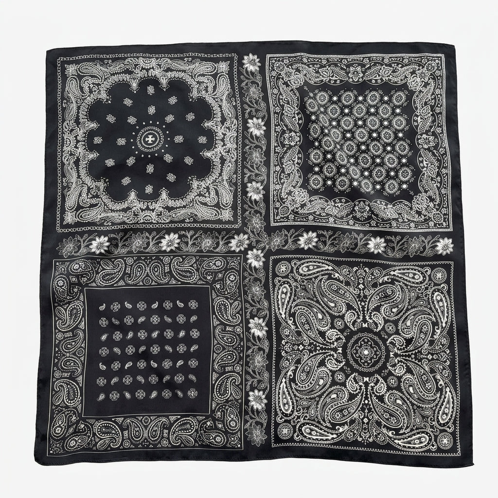 Seidenschal mit schwarzem Paisley-Muster