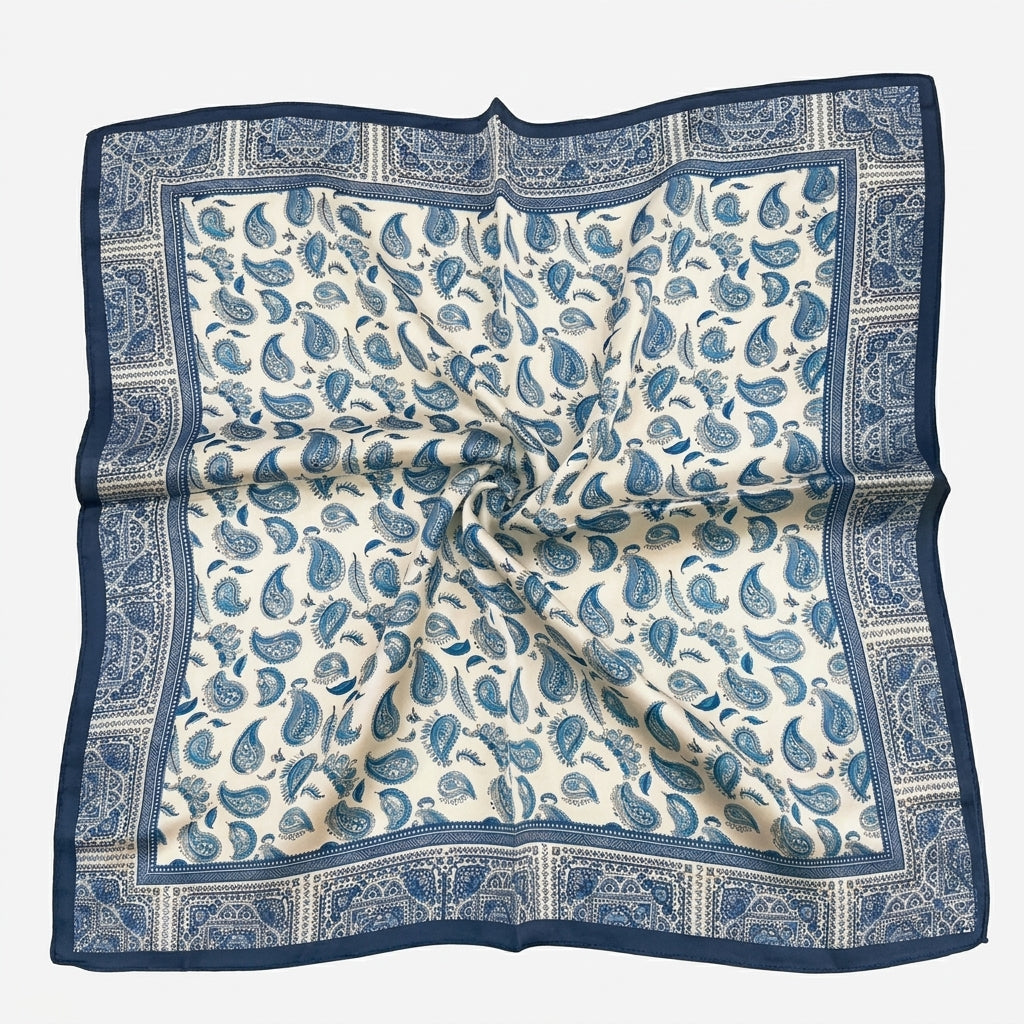 Seidenschal mit türkisblauem Paisley-Muster