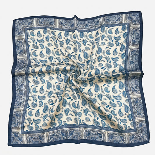 Seidenschal mit türkisblauem Paisley-Muster