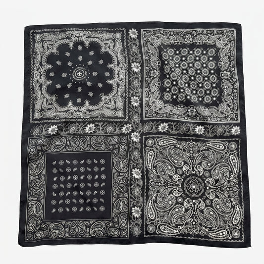 Seidenschal mit schwarzem Paisley-Muster