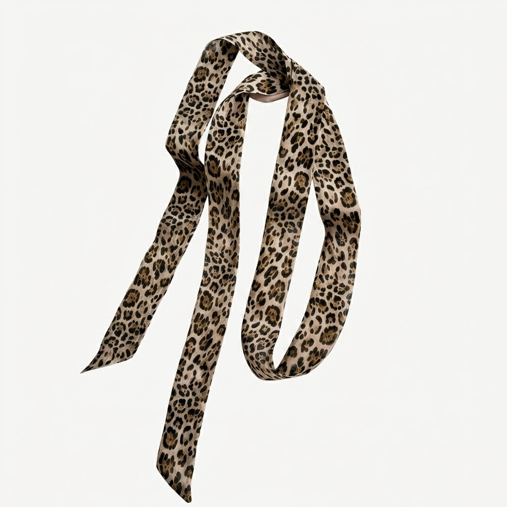 Seidenschal mit braunem Leopardenmuster