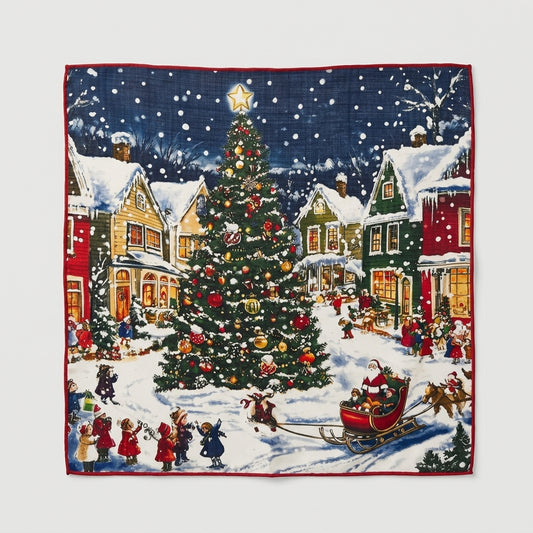 Woll-Seiden-Schal mit Weihnachtsmotiv