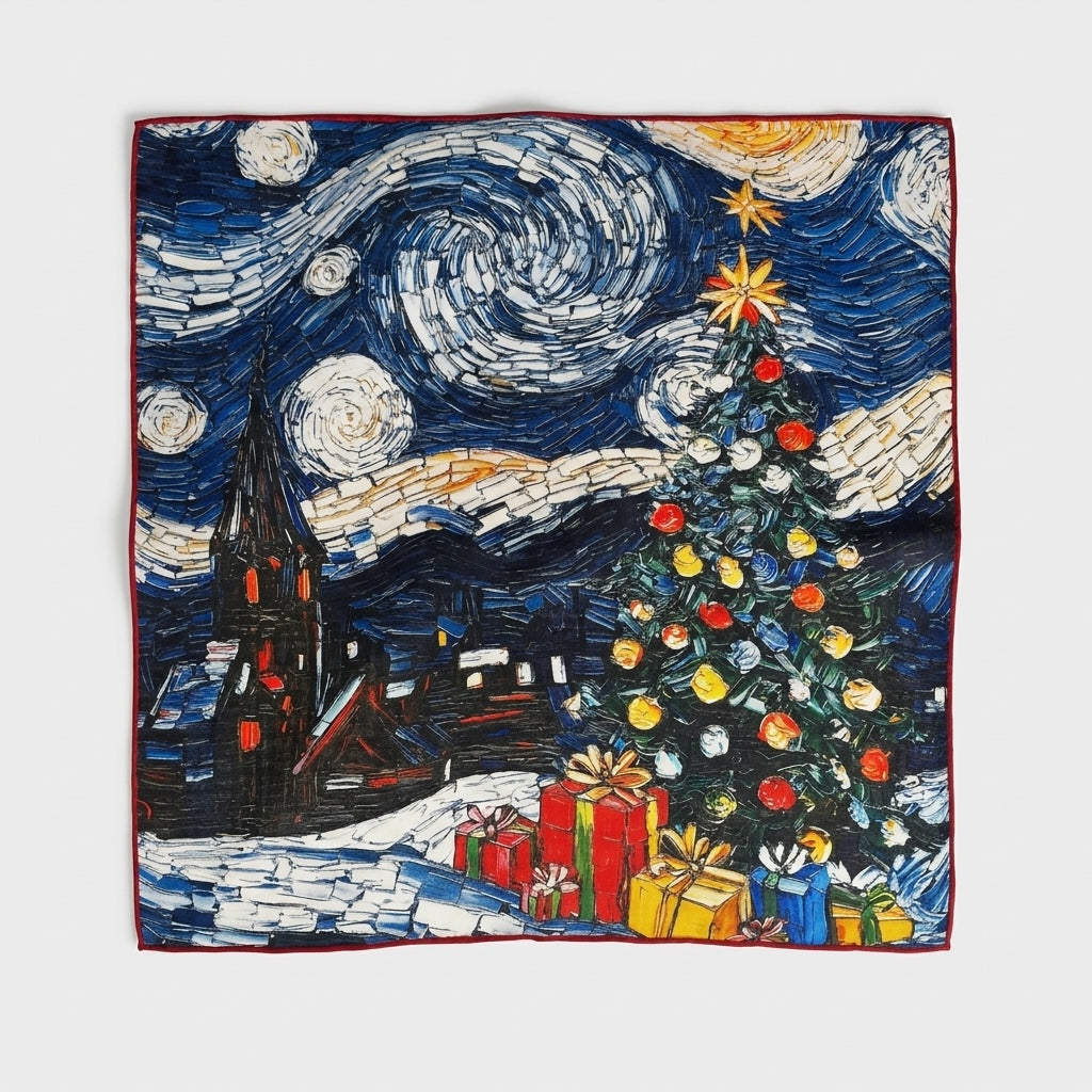 Woll-Seiden-Schal mit weihnachtlichem Sternenhimmel